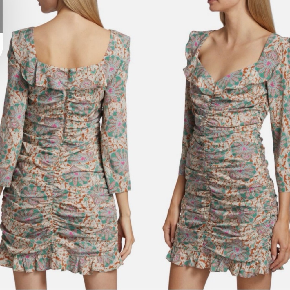 Veronica Beard Multicolor Floral Long Sleeve Dress